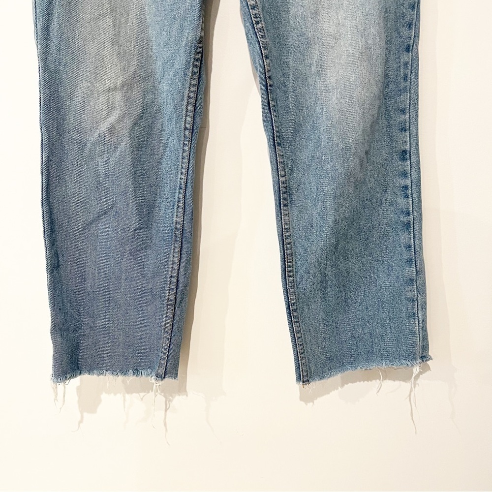 Frank & Oak Light Wash Raw Edge Straight Leg Jeans - Picture 4 of 9
